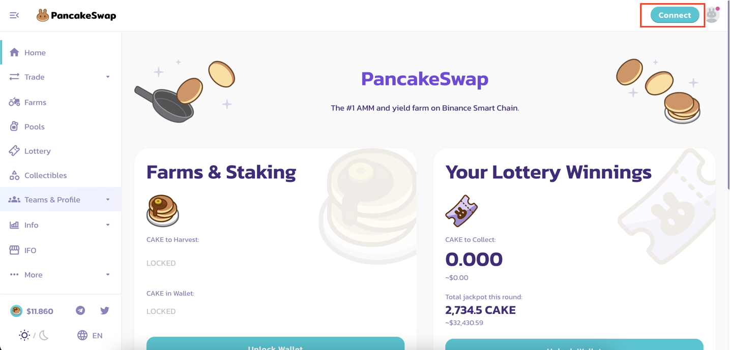 Kết nối ví metamask với PancakeSwap